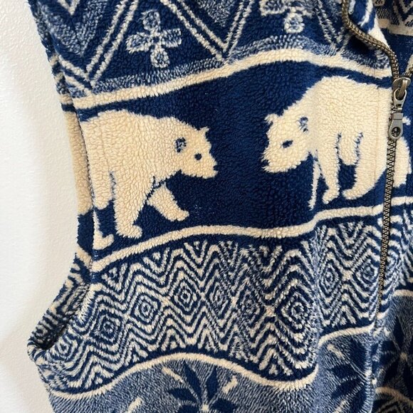 Vintage TeePee Fleece Vest Mens Size Large Polar Bears Blue Cozy Novelty Print - Picture 5 of 8